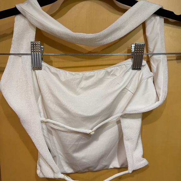 White choker-detail bandeau top - Picture 4 of 5